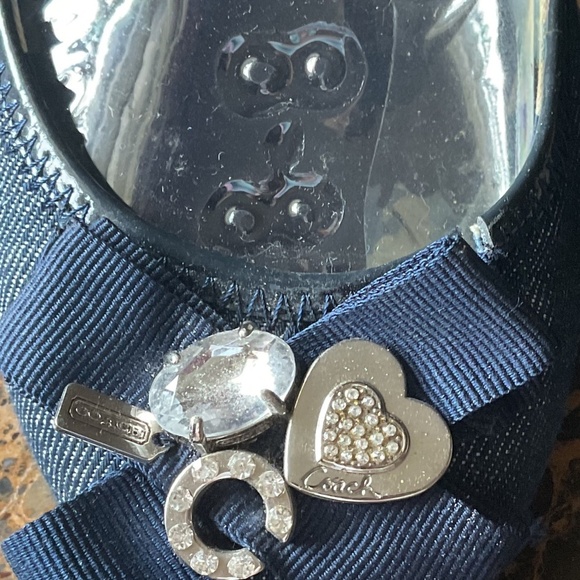 COACH BLUE DENIM TEXTILE BOW COACH DECOR BALLERINA FLAT SIZE US 8.5 - Picture 10 of 13